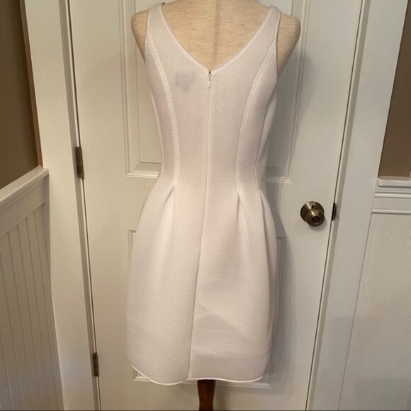 W WORTH DRESS FIT FLARE WHITE SLEEVELESS V-NECK Size 6 SCUBA FABRIC - Picture 9 of 12